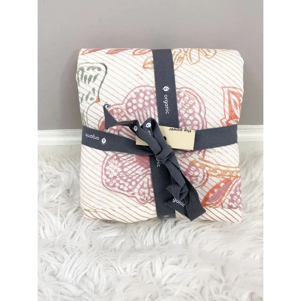West Elm Floral Block Print Quilted Organic Cotton Standard Sham NEW Terracotta